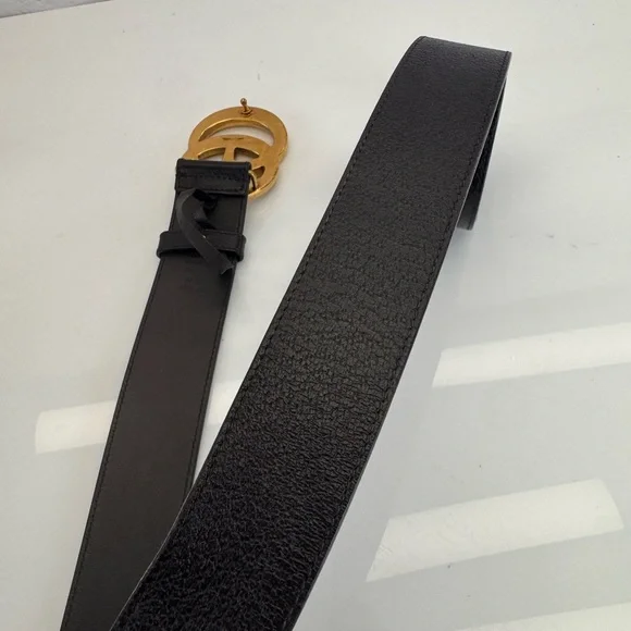 Gucci Brown Double Gg Marmont Leather Belt Gold Buckle 406831 90/36 - Picture 5 of 8